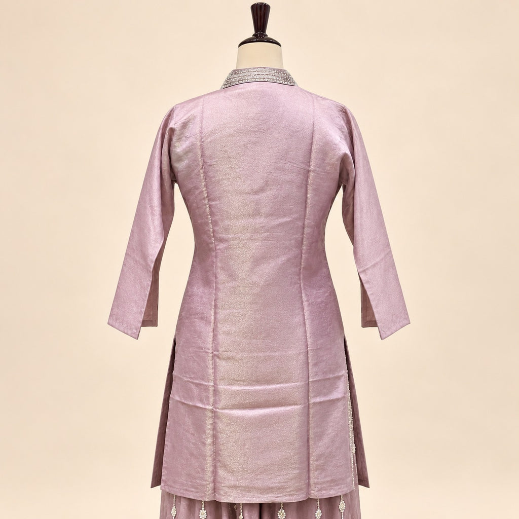 Elegant Lavender Raw Silk Palazzo Salwar Set